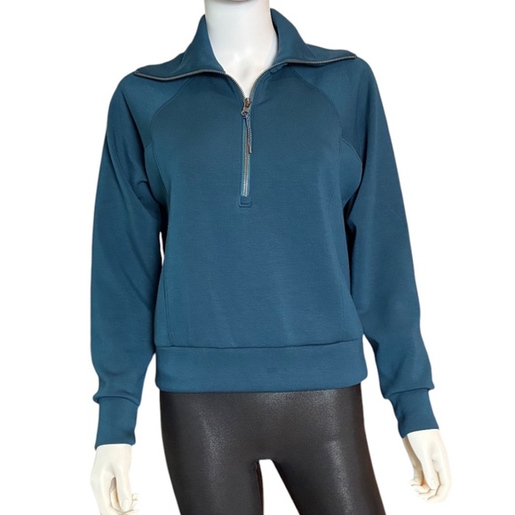 Spanx AirEssentials Half-Zip Sweatshirt XS – Limited Edition Teal - Picture 1 of 6